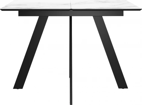 Стол DikLine DKD140, керамика 140(180)х80, мрамор белый матовый, опоры черные (2 уп.) арт.00-00076076