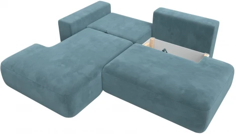 Диван угловой Лига-036 НПБ Модерн левый угол (Бирюзовый/Велюр) Лига Диванов арт.121408L