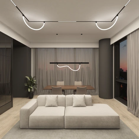 Трековый светильник с гибким неоном 220 Denkirs Smart Ray DK8060-BK (LED, пульт управления)