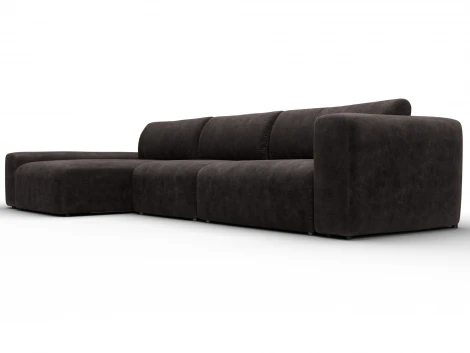 Диван угловой Лига-066 НПБ Лонг угол левый (ЛДСП,Фанера,Брус,Велюр/Коричневый) Лига Диванов 131220L