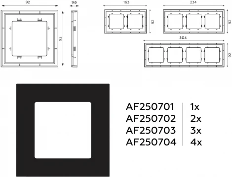 Рамка Ambrella Volt ALFA Qubi (Черный матовый) 4-ая AF250704