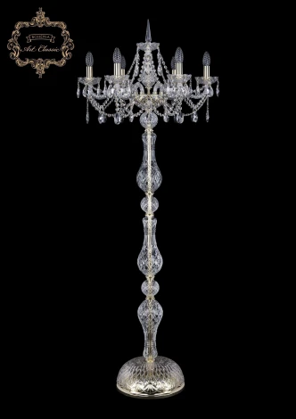 Торшер Art Classic 13.21 13.21.6.200.h-160.Gd.Sp (220V, хрусталь, подвески, подсвечник, свеча, под старину)