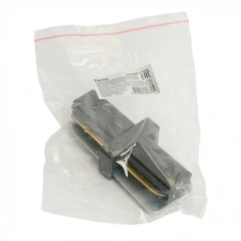 Коннектор прямой однофазный для шинопровода черный Feron LD1020 51898