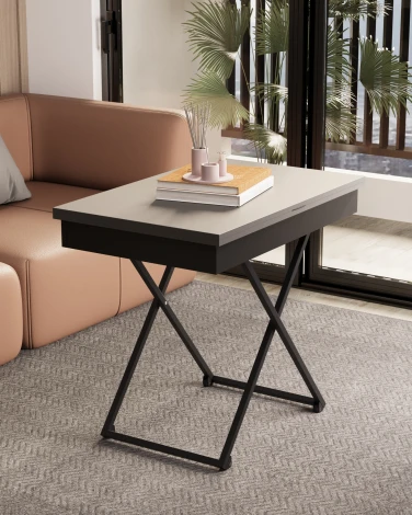 Стол универсальный трансформируемый Калифорния АНДРЭ Loft ЛДСП фантом/черный 5900681107