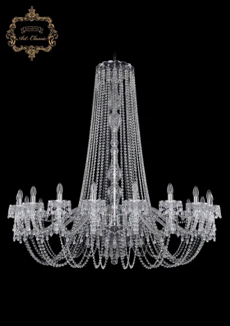 Подвесная большая люстра Art Classic 11.24 11.24.20.530.h-150.Cr.V0300 (220V, хрусталь, на цепи, подсвечник, свеча)