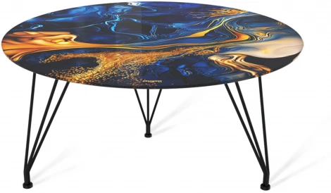 Столик журнальный Sheffilton SHT-TU29/H36/TT32 60 СТЕКЛО/МДФ черный муар/синий сапфир