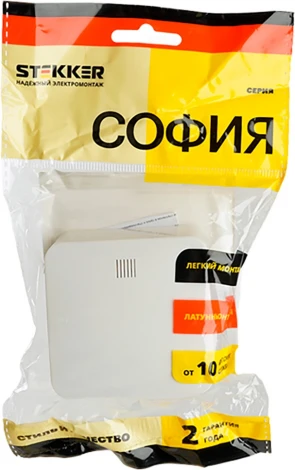 Выключатель одноклавишный с подсветкой (белый) Stekker София 49288