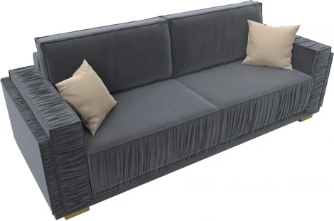 Диван прямой Лига-044 (Серый,Бежевый/Велюр) Лига Диванов арт.122254