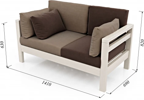 Диван Arsko прямой Домино М беленый дуб велюр светло-коричневый/темно-коричневый