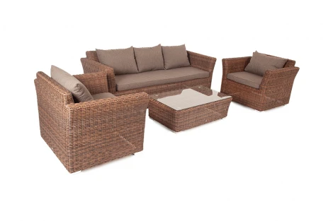 Лаунж-зона из искусственного ротанга, цвет коричневый 4SIS Капучино KS3С2T-4-SET brown