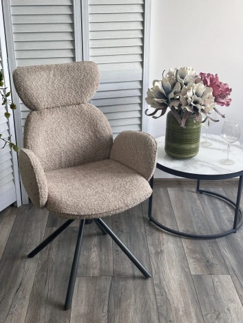 Стул ВАРДИ (VARDY) 360 град.поворот. бежевый букле XD841-06 / Серый, ®DISAUR M-City 64282