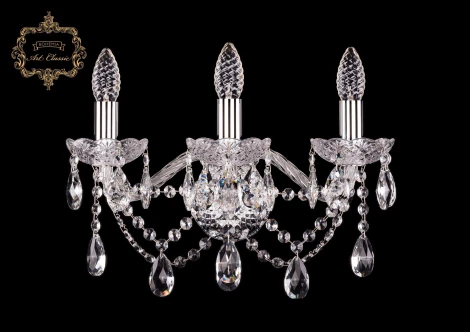 Бра Art Classic 10.21 10.21.3.165.Cr.Sp (220V, хрусталь, подвески, подсвечник, свеча)