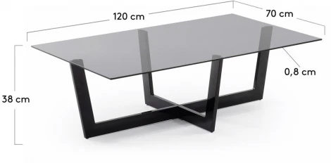 Журнальный стол La Forma (ex Julia Grup) Plam (Черный,Прозрачный,Серый/ Металл,Стекло,Сталь)