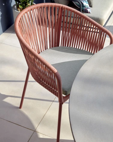 Стул уличный La Forma (ex Julia Grup) Yanet (Терракотовый,Розовый/ Сталь,Пена,Веревка)