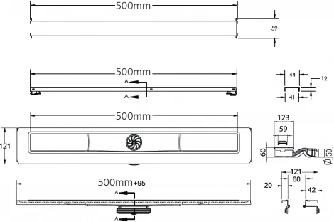 Душевой лоток Berges Wasserhaus C1 Norma 090036 50 см