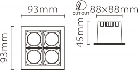 Точечный встраиваемый светодиодный светильник XL003-4T(W) Fiberli Xl003 12130306 (220V)