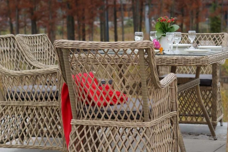 Обеденная группа плетеная на 4 персоны, цвет соломенный 4SIS Айриш AC4T-5-SET