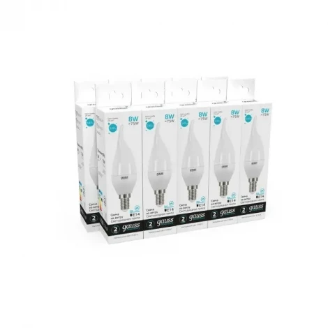 Лампочка светодиодная E14 8 Вт 540 lm 4100K нейтральное белое свечение Gauss Elementary 34128