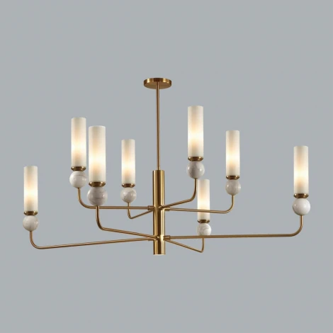 Потолочная люстра на штанге Odeon Light Lolla 4359/8 под латунь/металл/стекло/белый мрамор IP20 8* E14 40W 220V (шарики)