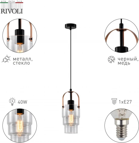 Подвесной светильник Rivoli Christina 4110-201 (220V, на проводе)