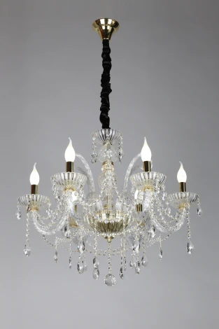 Подвесная люстра Omnilux Bonaita OML-70103-06 (220V, хрусталь, подвески, на цепи, подсвечник, свеча)