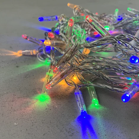 Гирлянда Нить с колпачком 10м разноцветная 220В, 100 LED, провод прозрачный ПВХ, IP65 Laitcom PST100CAP-10-2M