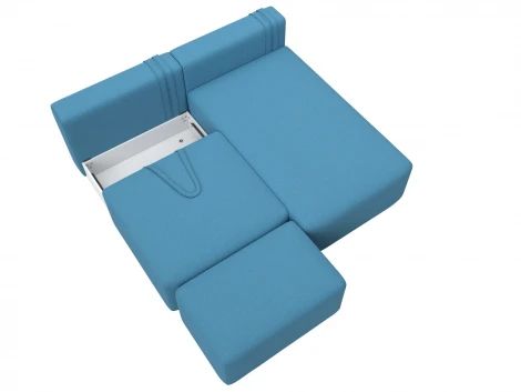 Диван угловой модульный с пуфом Лига-060 НПБ угол универсальный (ЛДСП,Брус,Фанера/Пластик/Рогожка/Голубой) Лига Диванов 129701