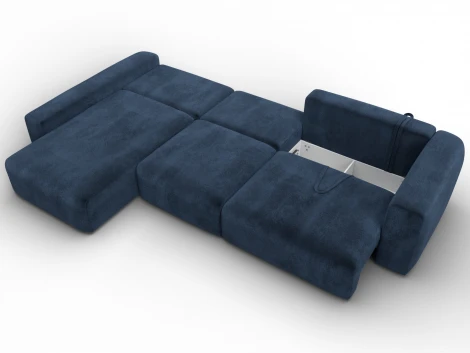 Диван угловой Лига-066 НПБ Лонг угол левый (ЛДСП,Фанера,Брус,Велюр/Синий) Лига Диванов 131227L