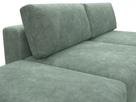 Диван прямой модульный с пуфом Лига-060 НПБ (ЛДСП,Брус,Фанера/Пластик/Велюр/Зеленый) Лига Диванов 129671
