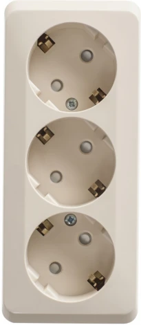 Розетка накладная тройная с заземлением и шторками (кремовый) Systeme Electric Etude PA16-012K