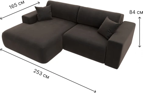 Диван угловой Лига-036 НПБ Классик левый угол (Коричневый/Велюр) Лига Диванов арт.121377L