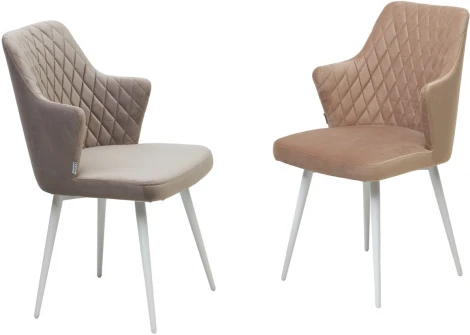 Стул M-City HERMAN 360 град. БЕЖЕВЫЙ #5, велюр / белый каркас