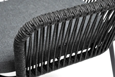 Обеденная группа на 4 персоны со стульями Лион темно-серый, круглый стол серый гранит 4SIS Лион LIO-CL4T1-5-SET D-gray