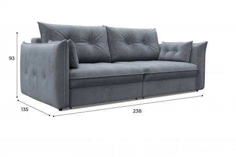 Диван прямой Лига-100 НПБ (ДСП,Фанера/Пластик/Велюр/Серый) Лига Диванов 133656