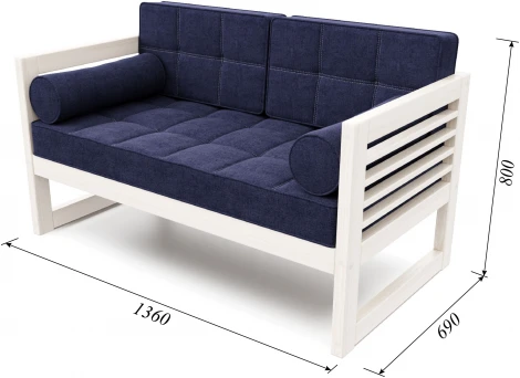 Диван Arsko прямой Сега М беленый дуб рогожка синяя