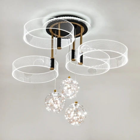 Потолочная люстра светодиодная на штанге с пультом с регулировкой цветовой температуры и яркости LED4U LED4U L1040-750 BK