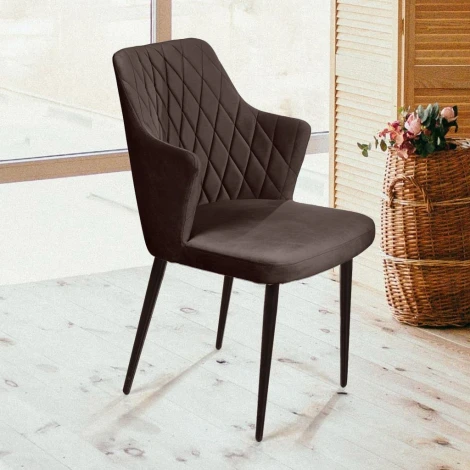 Стул с подлокотниками Hunt ромб, бархат антрацит 14 / чёрный конус Top Concept 75719