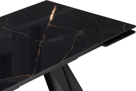 Стеклянный стол Хорсборо (Хорсборо 140(200)х80х79 обсидиан / черный) Woodville арт.588007