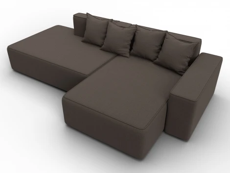 Диван угловой Лига-079 угол правый (ДСП/Пластик/Рогожка/Коричневый) Лига Диванов 129812