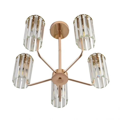 Потолочная люстра на штанге с хрустальными подвесками Lumion Favla 8347/5 золото/прозрачный, металл/хрусталь E14 5*40W 220V