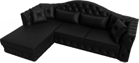Диван угловой Артис левый угол (Черный/Экокожа) Лига Диванов арт.121634L