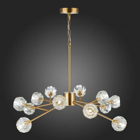 Подвесная люстра на штанге ST Luce Romano SL1166.303.12 (220V, хрусталь, на цепи, шарики, молекулы)