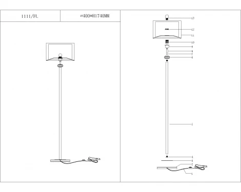 Торшер Newport 1110 1111/FL без абажуров (220V, круглые)