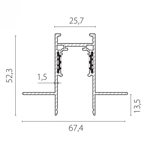 Шинопровод низковольтный 4-контактный встраиваемый со стыковочным пазом 48V 3 метра Lightstar Uno Pro 509237P