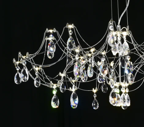 Подвесная люстра светодиодная с пультом и хрустальными подвесками Asfour MyFar Ersilia MR2661-60P-50AD