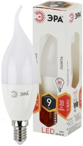 Лампочка светодиодная E14 9W ЭРА LED BXS-9W-827-E14