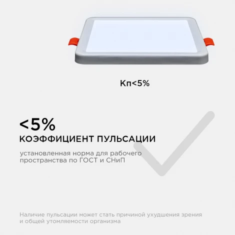 Встраиваемый светильник светодиодный с регулировкой под посадочное отверстие, 8Вт 750лм 6500К квадратная, драйвер на корпусе OGM LP-18