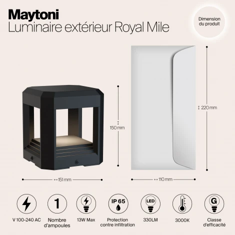 Наземный светильник Maytoni Royal Mile O019FL-L13GR3K (LED, 220V, куб, IP65)