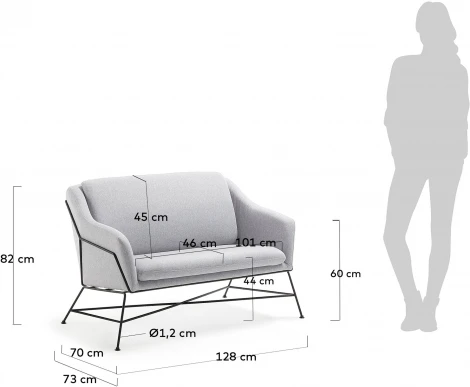 Диван уличный La Forma (ex Julia Grup) Brida (Серый,Черный/ Сталь,Фанера,Металл,Пена)