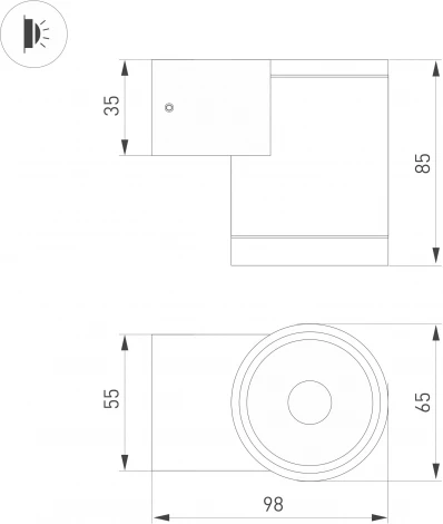 Светильник уличный настенный LGD-RAY-WALL-R65-9W Warm3000 (GR, 23 deg, 230V) (Arlight, IP65 Металл) 038153 (LED)